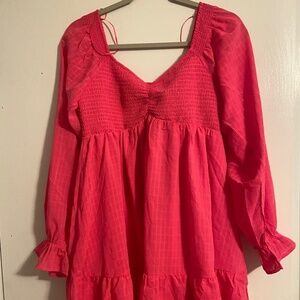 Long sleeved pink dress
